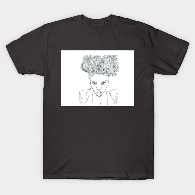 CurlyGirl Kinky Natural Hair Afro Puff Drawing T Shirt T-Shirt by EllenDaisyShop